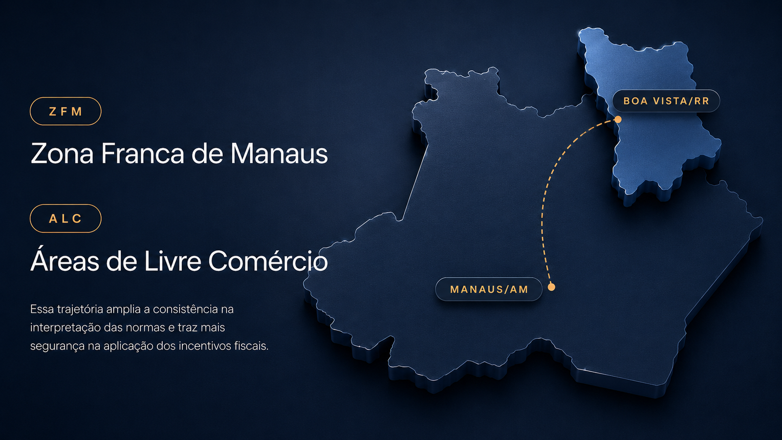 Mapa da atuação do Grupo Charão: Zona Franca de Manaus (Manaus/AM) e Áreas de Livre Comércio (Boa Vista/RR).